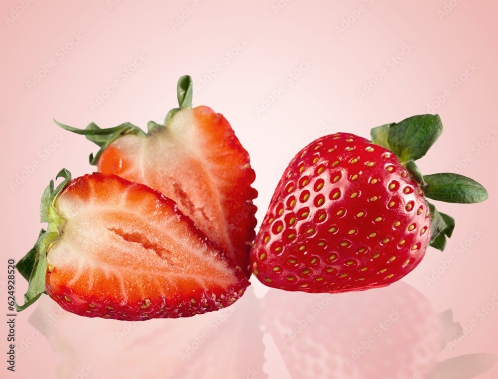 Set of fresh ripe red sweet strawberries