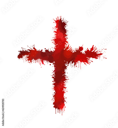 Cross red bloody. Vector illustration