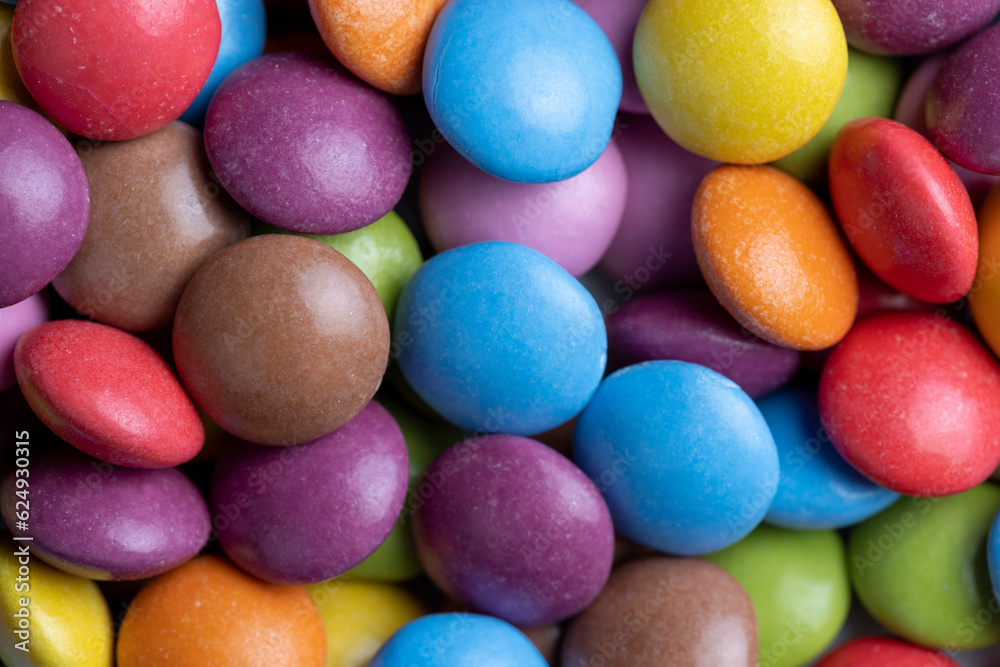 Multicolored chocolates with chocolate filling Multicolored chocolates with chocolate filling