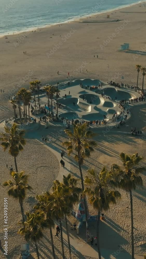 Venice Beach Skate Park. Los Angeles. California. Drone view of the ...