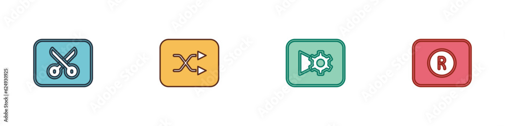 Set Music or video editing, Arrow shuffle, settings and Record button icon. Vector Set Music or video editing, Arrow shuffle, settings and Record button icon. Vector
