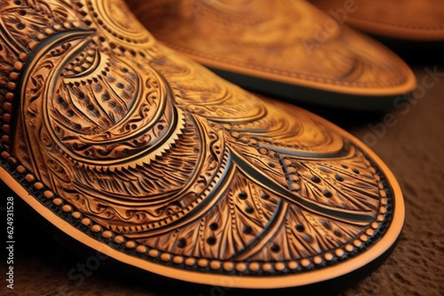 cowboy boots soles with engraved designs, created with generative ai © altitudevisual