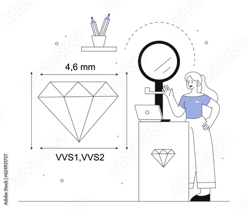 Woman examining jewelry line concept