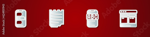 Set New chat messages notification, Notebook, Foreign language online study and Online translator icon. Vector