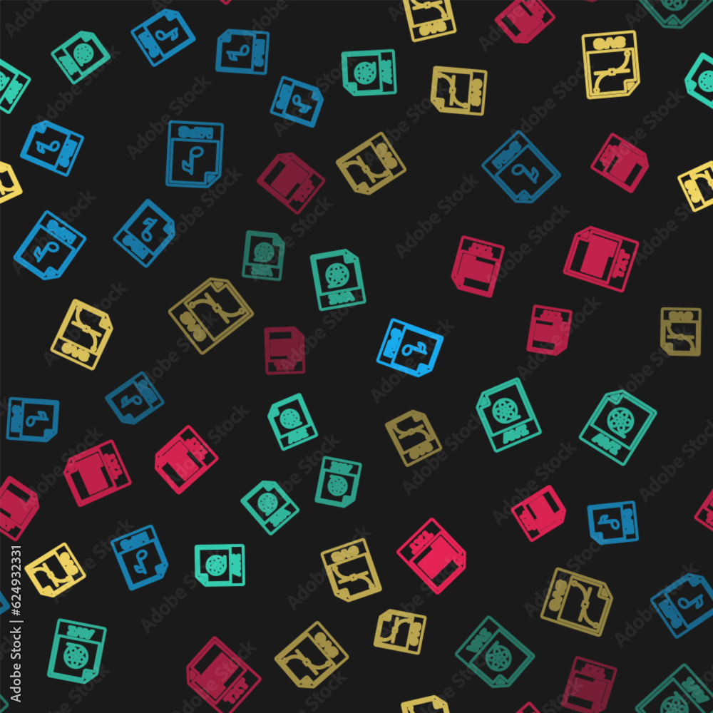 Set line MP3 file document, AVI, SVG and TXT on seamless pattern. Vector Set line MP3 file document, AVI, SVG and TXT on seamless pattern. Vector