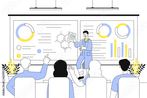 People at medical conference line concept