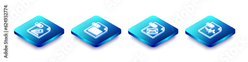 Set Isometric line AI file document, XLS, MSG and MP3 icon. Vector