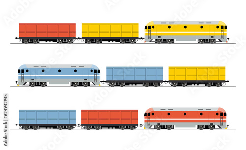 Set of modern locomotives