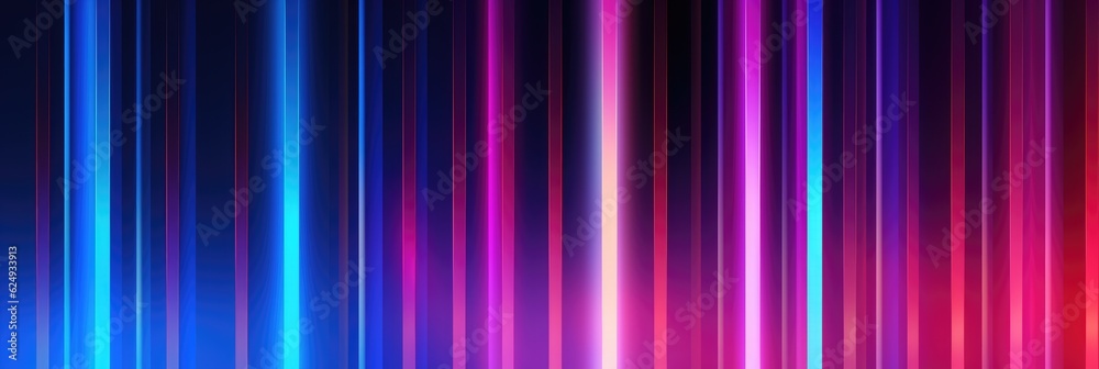 Abstract futuristic background with pink blue glowing neon lines. Generative AI