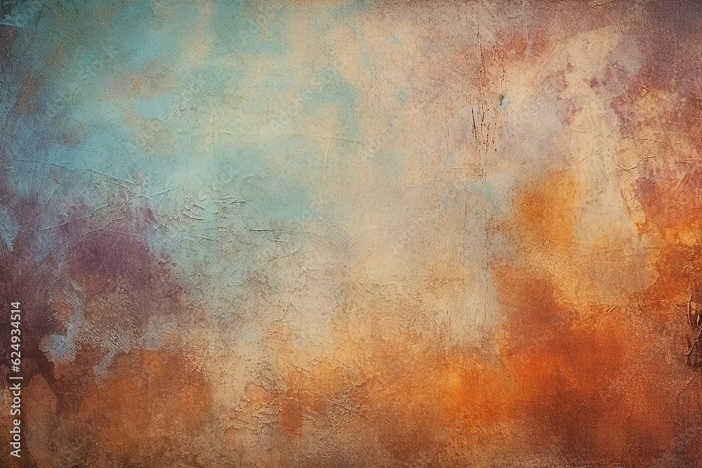 Grunge wall texture abstract background wallpaper, blue, white and orange colors