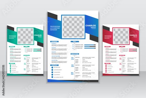 Minimalist resume cv vector template with gradient color