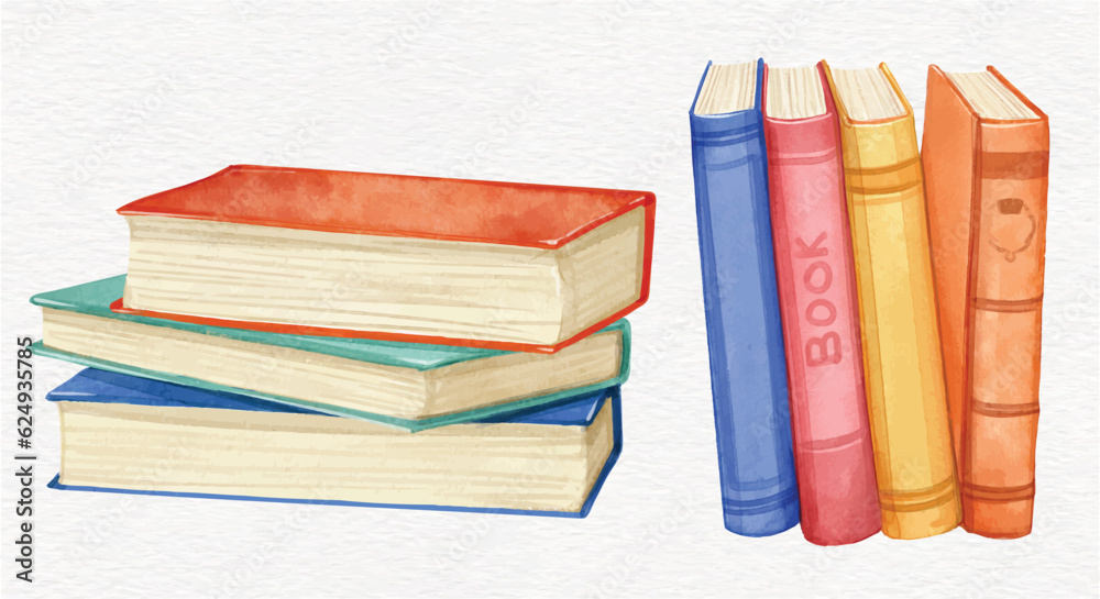 Stack of books. School books pile. Education book heap. Study books ...