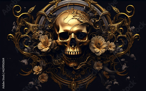 Skull and Roses as Black And Gold Fusion