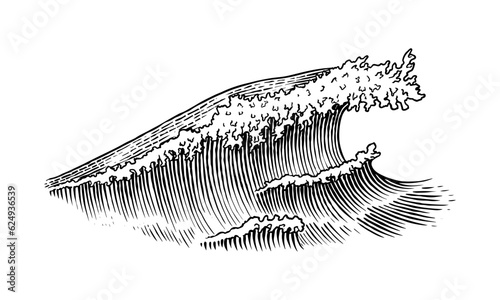 Atlantic tidal waves. Vintage old engraved hand drawn labels. Marine and nautical or sea, ocean background for banner or poster. set of Isolated vector illustration.