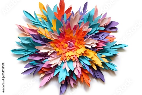 abstract paper flower explosion in vibrant colors  created with generative ai