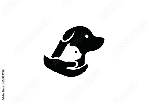 pet hand logo design. creative concept element symbol vector illustration.