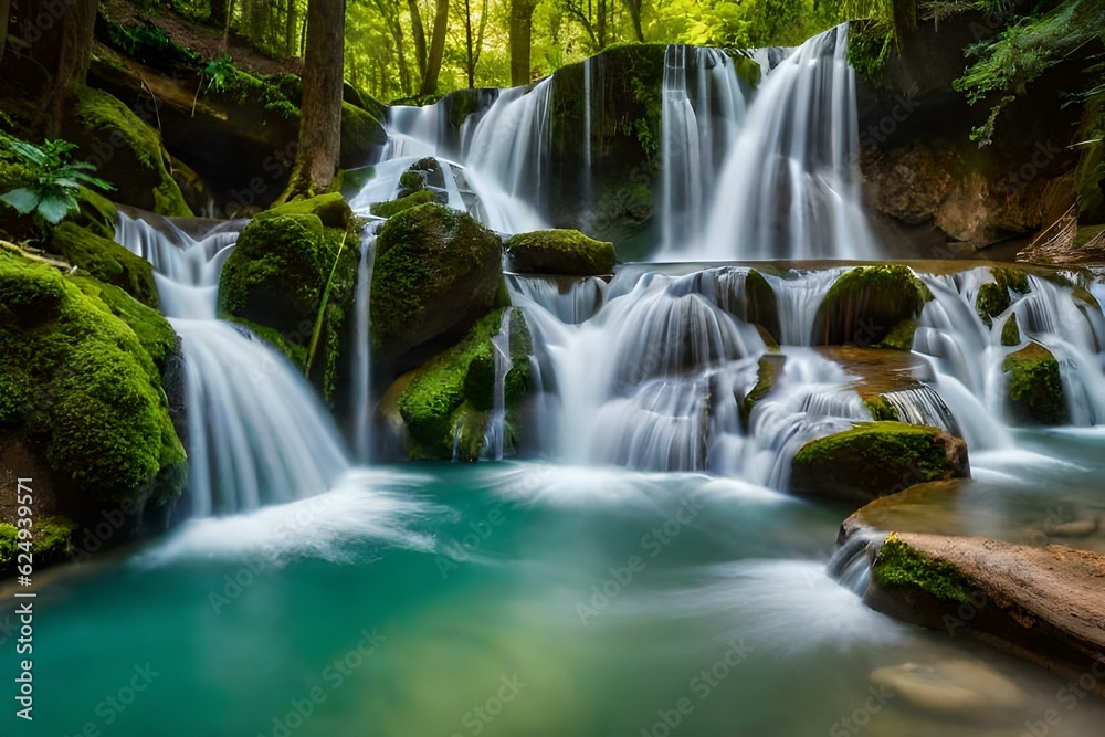 Fototapeta premium waterfall in the park generated ai