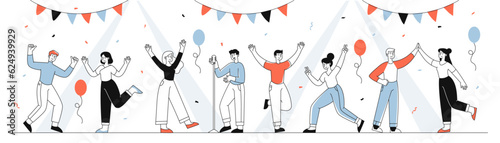 People celebrate holiday line concept