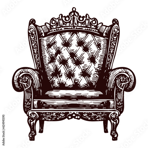 antique royal armchair vintage sketch