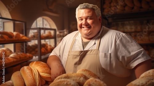  The portrait of an elderly baker in his retro bakery, surrounded by delicious pastries and bread, reflecting his lifelong passion for baking. Generative Ai.