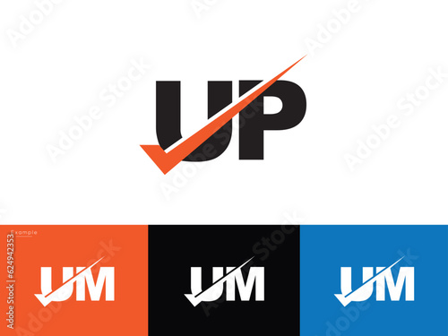 up pu Logo Icon, Initial up Checkmark Logo Letter