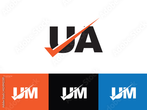 ua au Logo Icon, Initial ua Checkmark Logo Letter