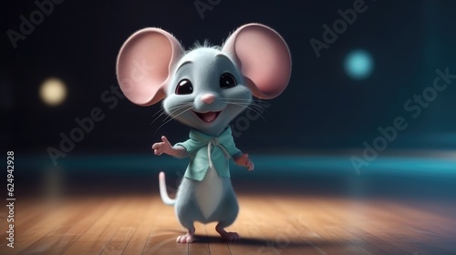 adorable little mouse dancing. Created with generative AI.