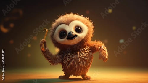 adorable sloth dancing. Created with generative AI. 