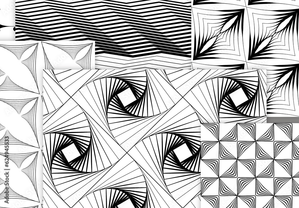 Seamless Pattern Collection with Simple Black and White Geometric ...