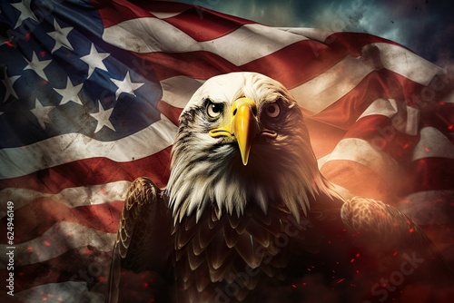 super hero eagle cover with USA flag | Generative AI