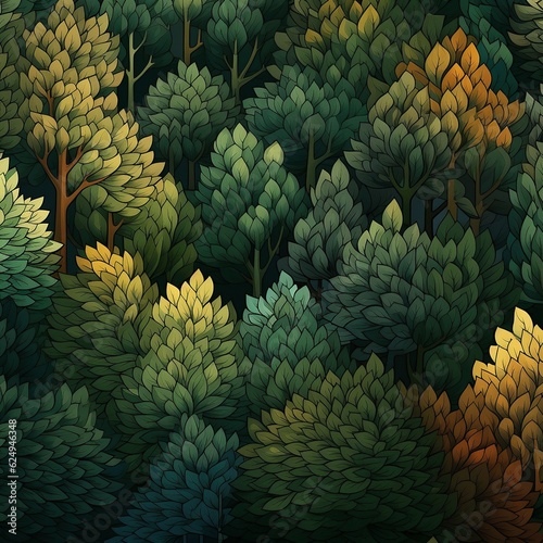 Green forest trees illustration art