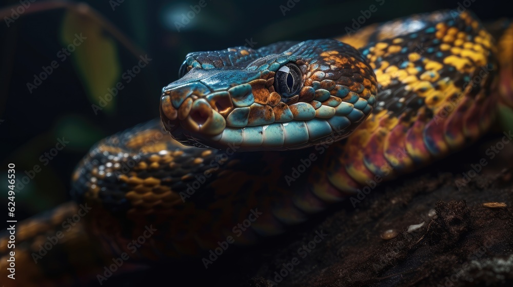 Colorful snake. Created with Generative AI. Colorful snake. Created with Generative AI.