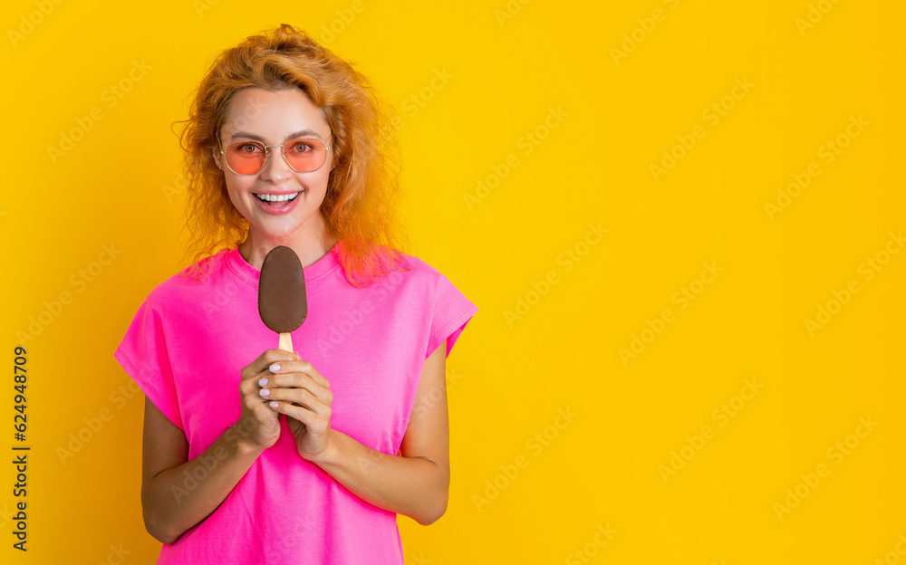photo of woman with icelolly ice cream at summer, copy space. woman with icelolly ice cream photo of woman with icelolly ice cream at summer, copy space. woman with icelolly ice cream