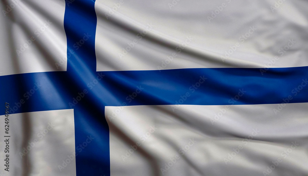 Fototapeta premium Finland flag with folds