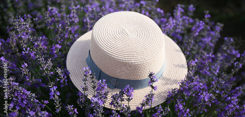 Straw hat in beautiful lave...