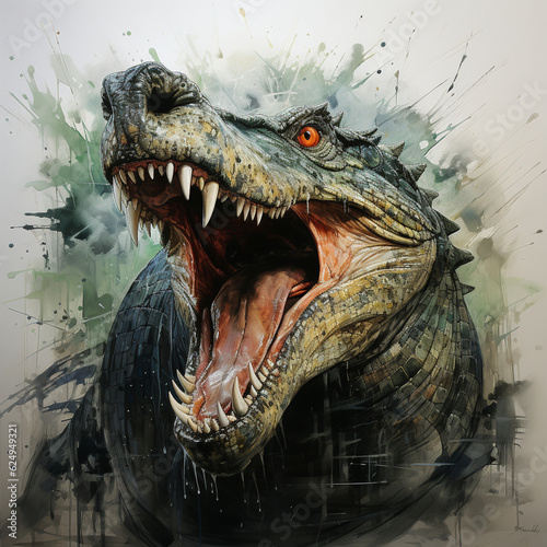 An energetic and majestic crocodile art