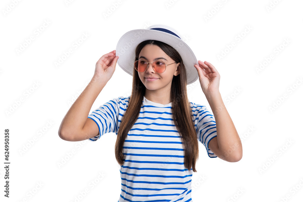 photo of summer stylish smiling teenager girl wearing striped tshirt. photo of summer stylish smiling teenager girl wearing striped tshirt.