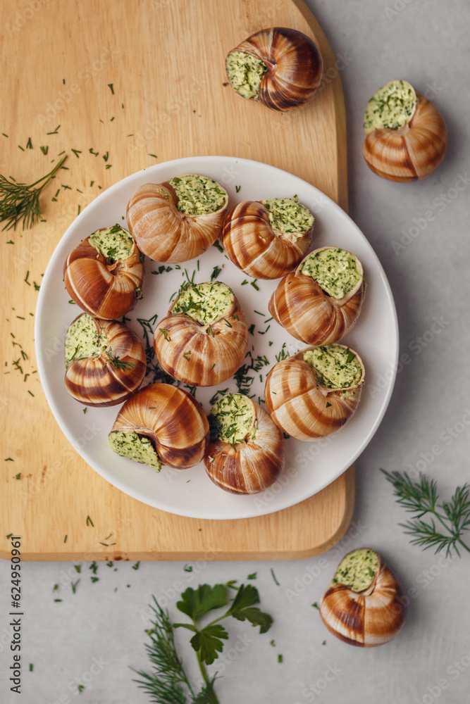 snails with aromatic oil and herbs. snails with aromatic oil and herbs.