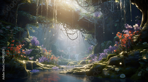 Illustration of fantasy forest - AI generated image.