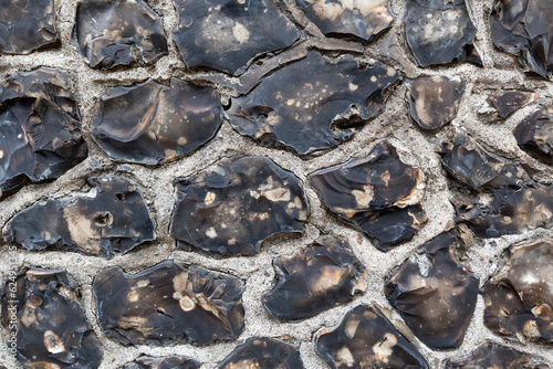Photos Close up of a traditional knapped chalk flint wall
