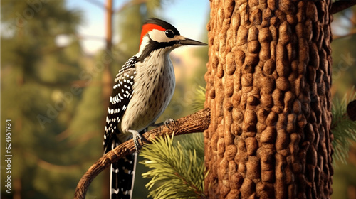 spotted woodpecker on tree