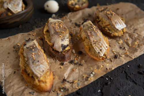 bruschetta with herring and mustard 