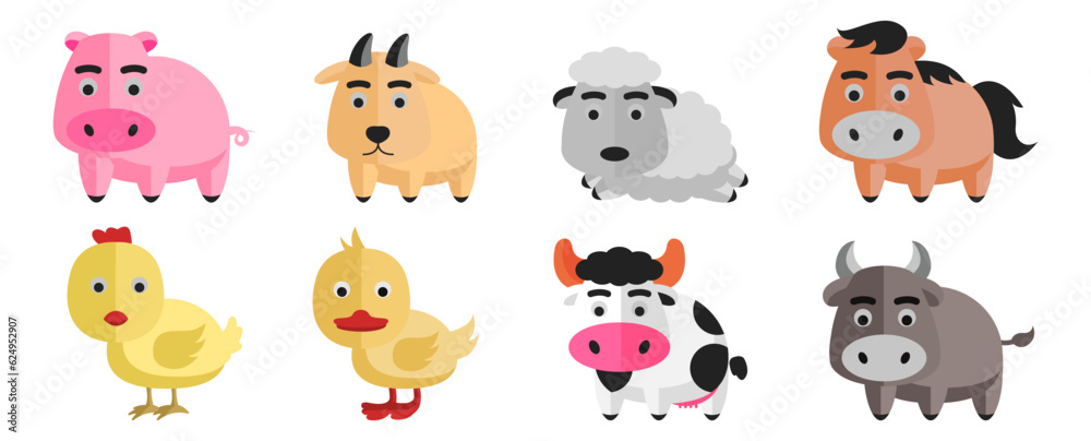 Clipart set of livestock with cute design Clipart set of livestock with cute design