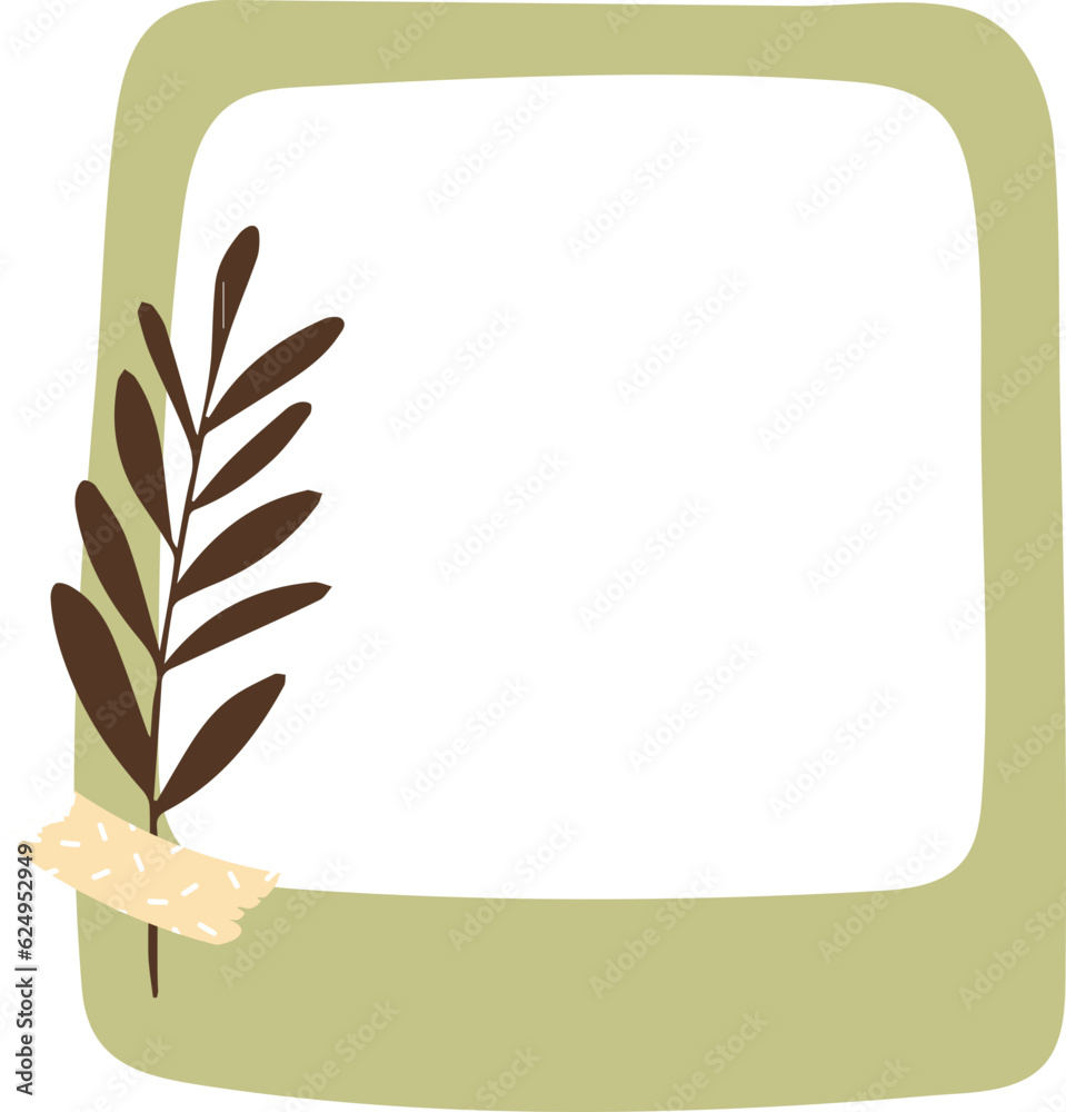 Photo frame with leaves and flowers. 