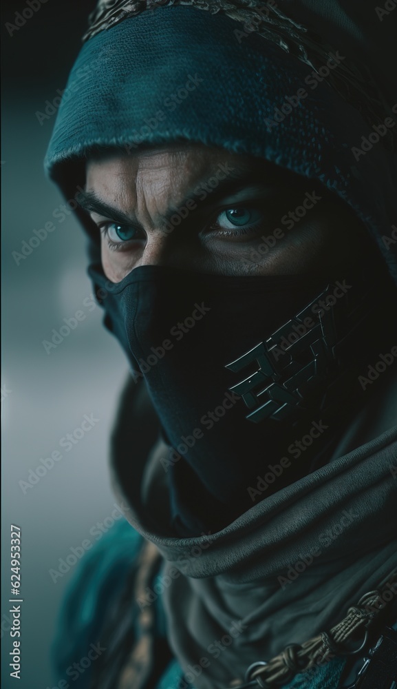 Fictional character, Portrait of a Ninja, Generative AI