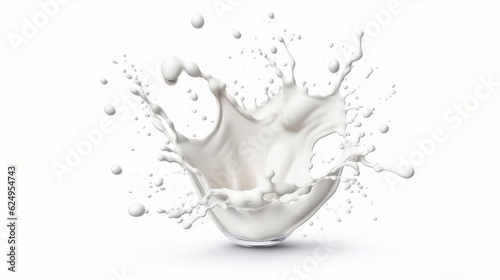 Splashes of milk on a white background
