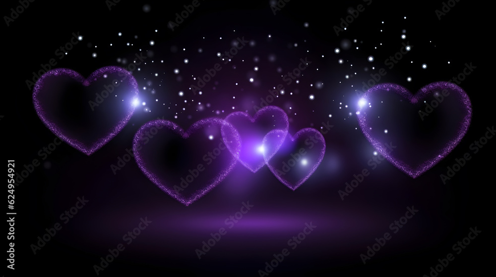 romantic heart and bokeh background, dark background, sparkles, holiday, love