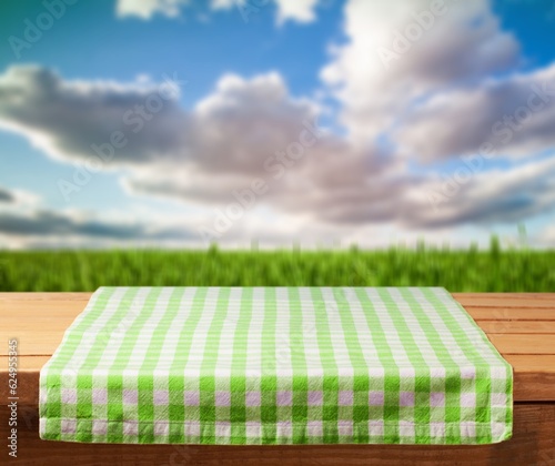 Blank wooden table on nature background