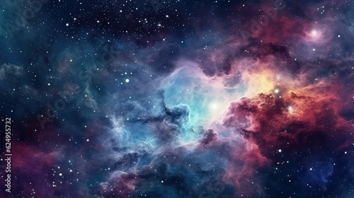 Colorfu space galaxy cloud nebula. Digital ai art ©  AKA-RA