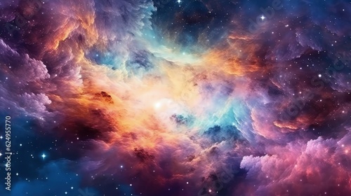 Colorful space galaxy cloud, nebula. Abstract background. Generative AI